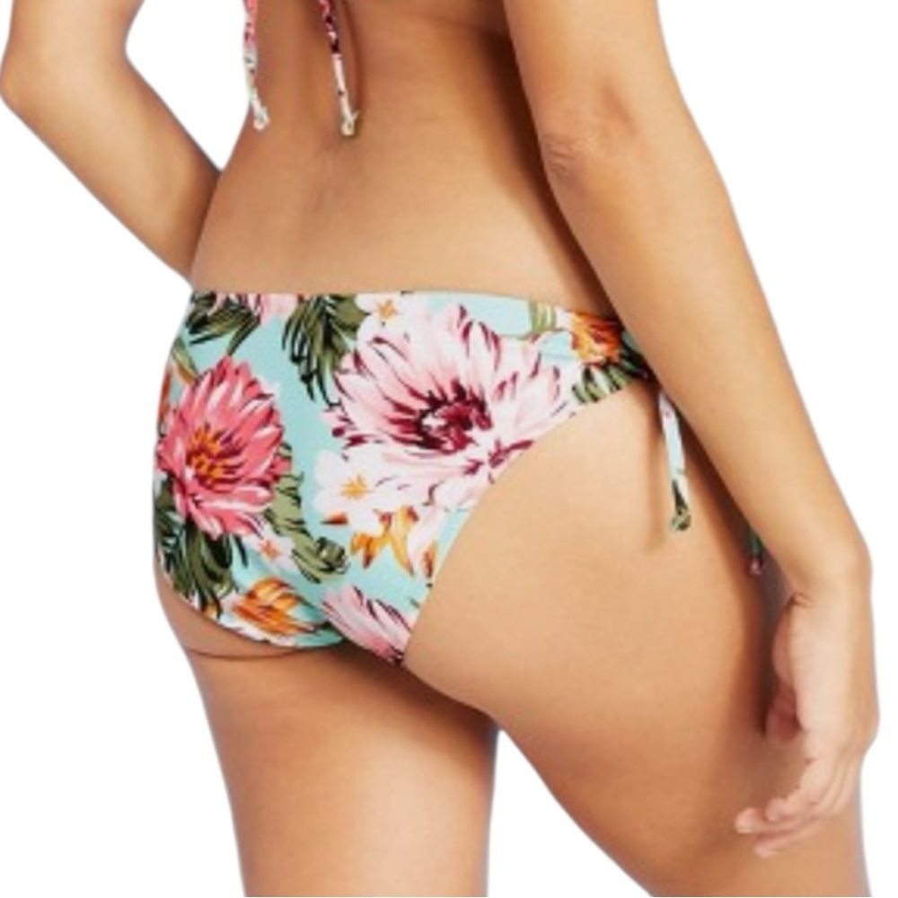 Kona Sol Women's Hipster Medium Coverage Bikini Bottom Blue Floral Size L(12/14) - Picture 3 of 10